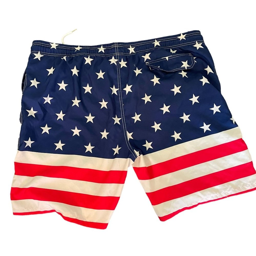 Kailua Surf Mens Swim Trunks Beach Board Shorts Stars Stripes Flag Size XXL‎